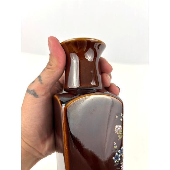 VTG Brown Japanese Gold Trim Details Floral Bud Vase - Picture 11 of 14